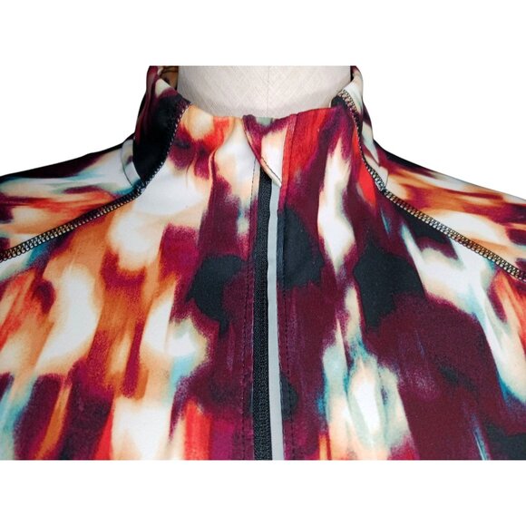 Xersion Womens Petite Medium PM Athletic Vented Running Top Abstract Thumb Holes - Picture 7 of 16